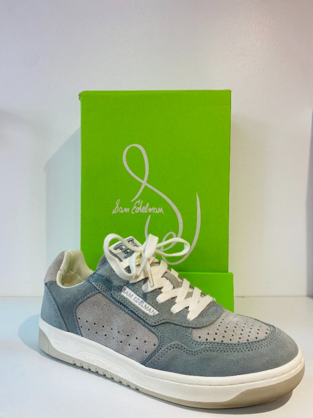 Sam Edelman Harper Sky Grey Suede Low Top Sneakers Size 9